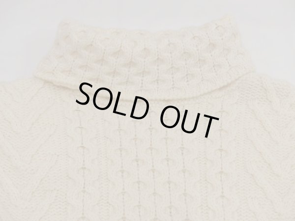 画像9: アイルランド製 arancrafts タートルネック ショート丈 ケーブル編み アラン フィッシャーマン セーター   (9)