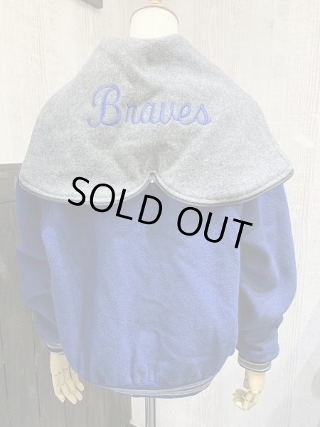 画像6: USA製 80s  ビンテージ NEFF フード付き セーラーカラー スタジャン バーシティ レターマン ジャケット (6)