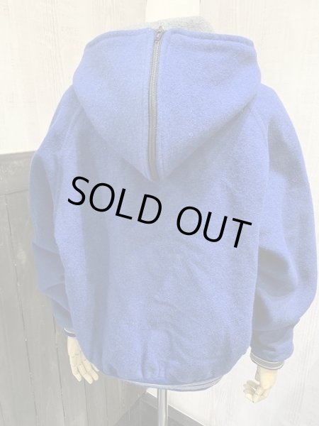 画像3: USA製 80s  ビンテージ NEFF フード付き セーラーカラー スタジャン バーシティ レターマン ジャケット (3)