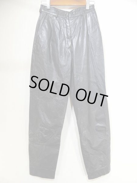 画像4: 80s ビンテージ BYRNES ＆ BAKER 2タック テーパード レザー パンツ   (4)