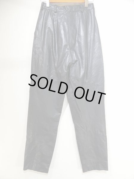 画像5: 80s ビンテージ BYRNES ＆ BAKER 2タック テーパード レザー パンツ   (5)