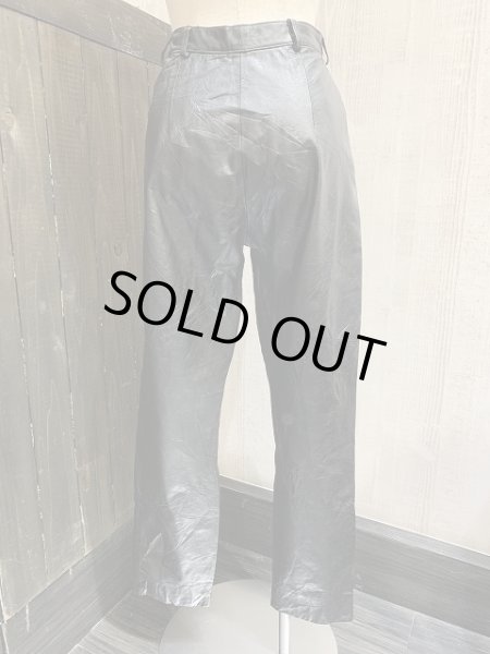 画像3: 80s ビンテージ BYRNES ＆ BAKER 2タック テーパード レザー パンツ   (3)