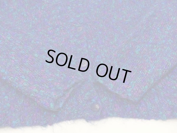 画像10: 90s OBR メリアス編み ショート丈 ミックスカラー モヘア ニット カーデ カーディガン (10)