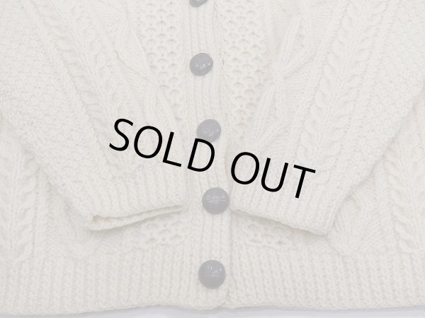 画像9: アイルランド製 70s  PREMIER 襟付き アラン フィッシャーマン ニット カーディガン セーター ハンドニット 手編み (9)