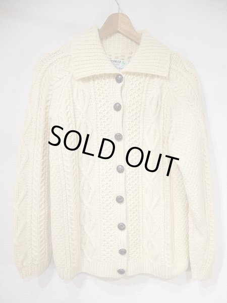 画像4: アイルランド製 70s  PREMIER 襟付き アラン フィッシャーマン ニット カーディガン セーター ハンドニット 手編み (4)