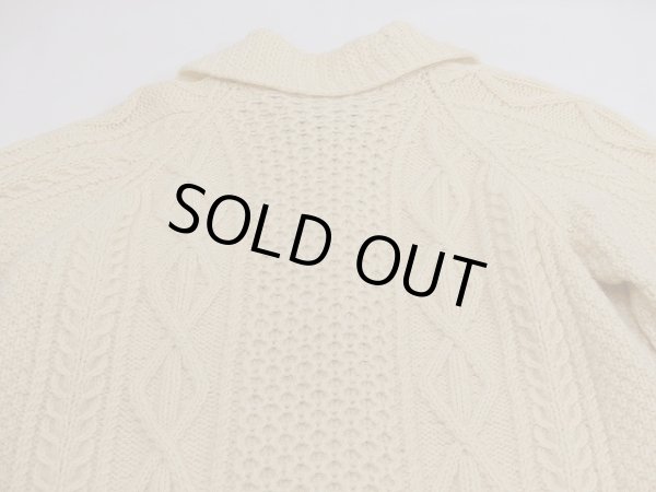 画像10: アイルランド製 70s  PREMIER 襟付き アラン フィッシャーマン ニット カーディガン セーター ハンドニット 手編み (10)