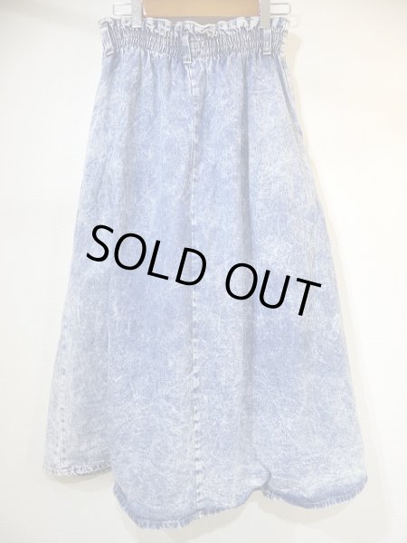 画像5: USA製 80s ビンテージ Vivaldi 前開き ケミカルウォッシュ デニム ロング フレア スカート (5)