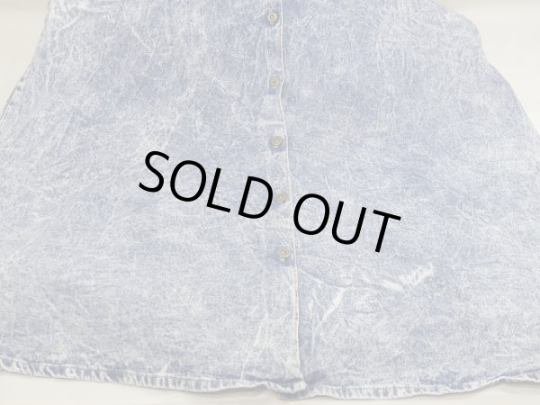 画像11: USA製 80s ビンテージ Vivaldi 前開き ケミカルウォッシュ デニム ロング フレア スカート (11)