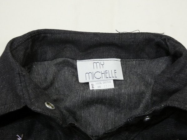 画像6: DEAD STOCK？ USA製 80s 90s MYMICHELLE スタッズ付き ウエスタン ブラック ダンガリー デニム ワンピース (6)