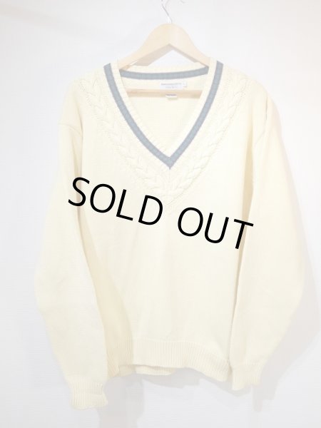 画像4: 90s Abercrombie & Fitch ケーブル編み コットン ニット チルデンニット セーター (4)