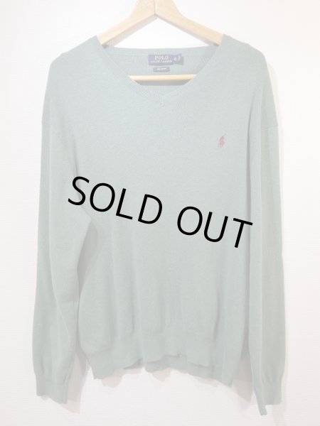 画像4: Polo Ralph Lauren ラルフローレン ポニー ワンポイント 刺繍 Vネック ピマ コットン ニット  (4)