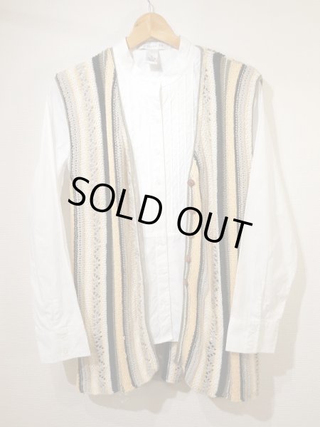 画像7: 90s 00s KERYBLU エンブロイダリー マルチボーダー コットン ニット ロング ベスト ジレ (7)