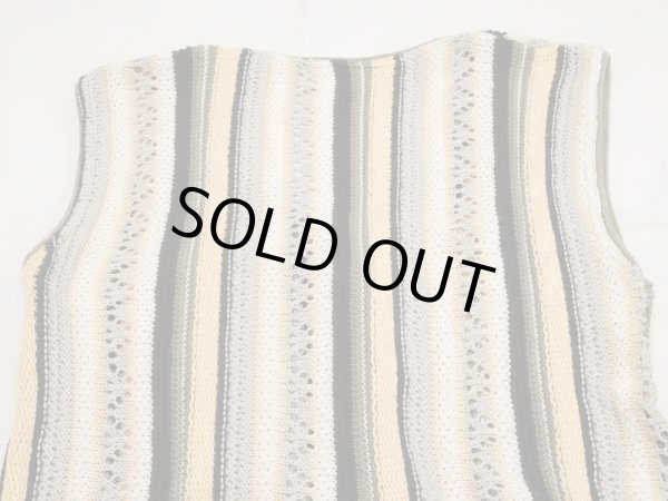 画像11: 90s 00s KERYBLU エンブロイダリー マルチボーダー コットン ニット ロング ベスト ジレ (11)