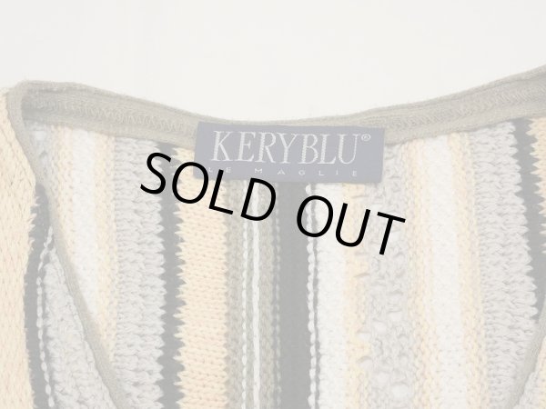 画像8: 90s 00s KERYBLU エンブロイダリー マルチボーダー コットン ニット ロング ベスト ジレ (8)