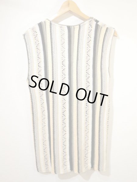 画像6: 90s 00s KERYBLU エンブロイダリー マルチボーダー コットン ニット ロング ベスト ジレ (6)