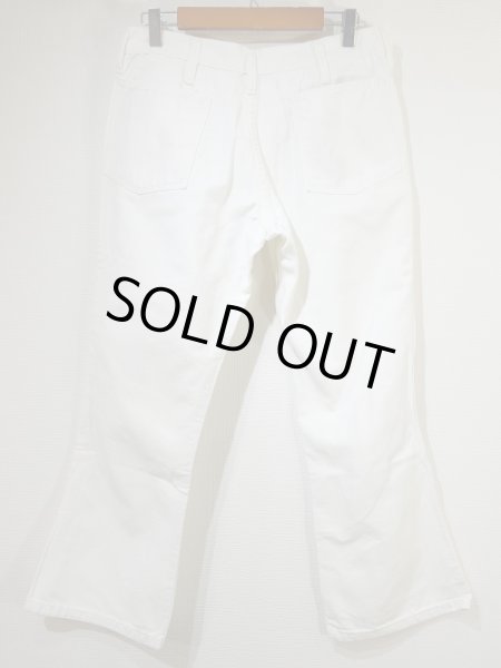 画像5: 70s ビンテージ 前ボタン フレア ベルボトム ホワイト デニム ヒップハング セーラー パンツ (5)