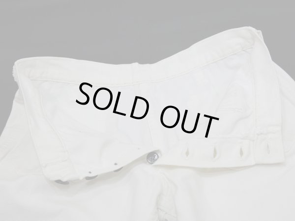 画像10: 70s ビンテージ 前ボタン フレア ベルボトム ホワイト デニム ヒップハング セーラー パンツ (10)