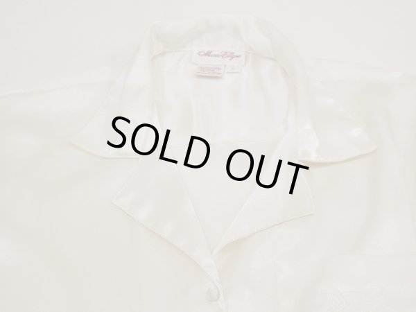 画像6: 80s 90s Manic Ellyse オープンカラー エンブレム 刺繍 パジャマ スリーピング シャツ ロング ブラウス (6)