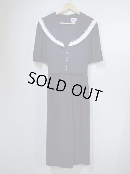 画像4: USA製 80s J.B.S セーラー カラー レイヤード デザイン ワンピース ドレス (4)