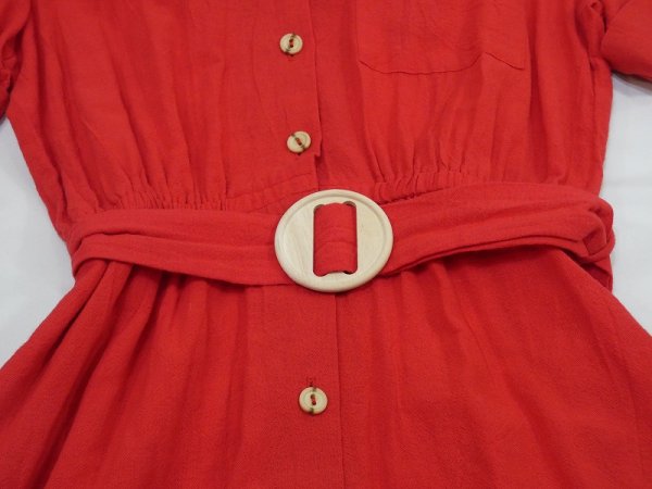 画像10: USA製 80s ビンテージ BROWNSTONE STUDIO ベルト付き 前開き シャツ ワンピース コットン ドレス  (10)