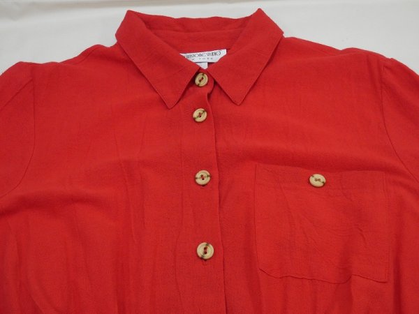 画像8: USA製 80s ビンテージ BROWNSTONE STUDIO ベルト付き 前開き シャツ ワンピース コットン ドレス  (8)