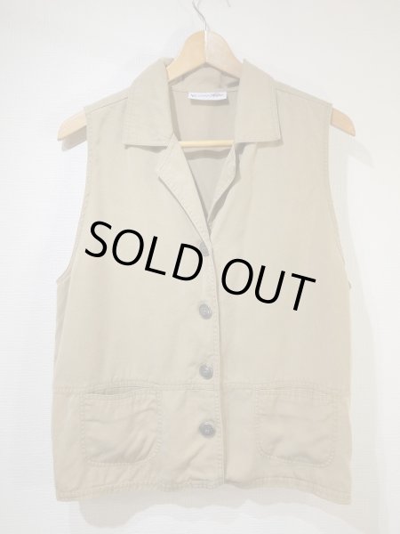 画像5: 90s 00s VALERIE STEVENS メタル ボタン ノースリーブ テーラード コットン ベスト (5)