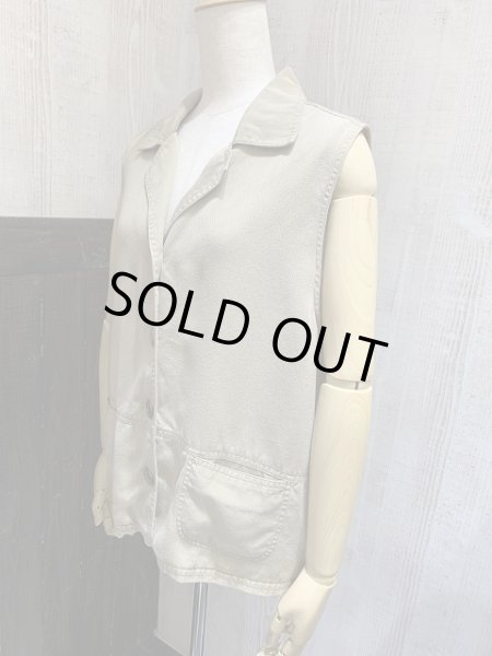 画像2: 90s 00s VALERIE STEVENS メタル ボタン ノースリーブ テーラード コットン ベスト (2)