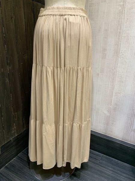 画像4: 90s CRAZY COWGIRL  コンチョボタン  ウエスト ゴム レーヨン ティアード ロング マキシ スカート (4)