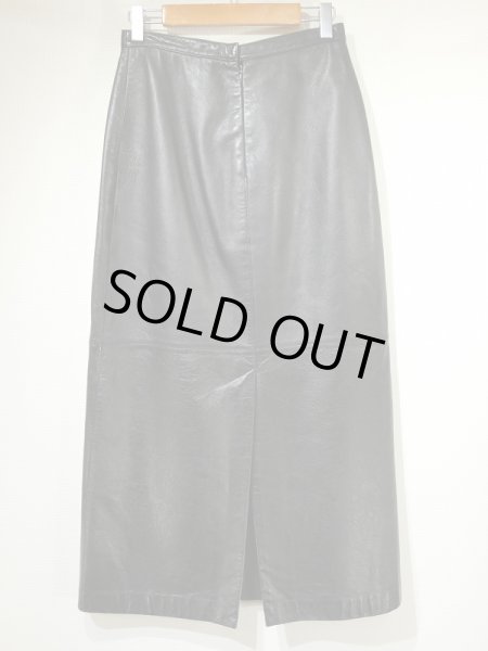 画像5: 90s COMPANY 切り替え ブラック レザーロング  タイト スカート  (5)