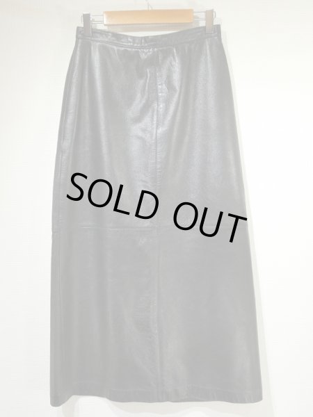 画像4: 90s COMPANY 切り替え ブラック レザーロング  タイト スカート  (4)