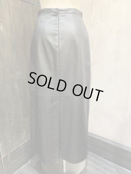 画像3: 90s COMPANY 切り替え ブラック レザーロング  タイト スカート  (3)