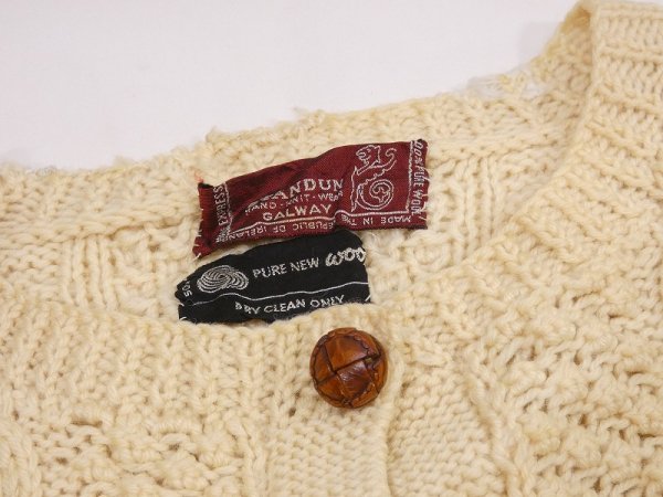 画像6: アイルランド製 70s ビンテージ STANDUN ケーブル編み アラン フィッシャーマン カーディガン カーデ セーター (6)