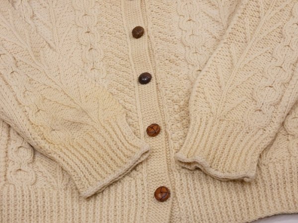 画像10: アイルランド製 70s ビンテージ STANDUN ケーブル編み アラン フィッシャーマン カーディガン カーデ セーター (10)