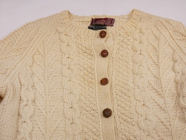 画像7: アイルランド製 70s ビンテージ STANDUN ケーブル編み アラン フィッシャーマン カーディガン カーデ セーター (7)