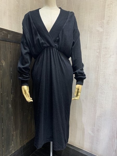 画像1: USA製 80s ビンテージ L Rothchild SF リブショールカラー ピュア ウール ワンピース ドレス (1)