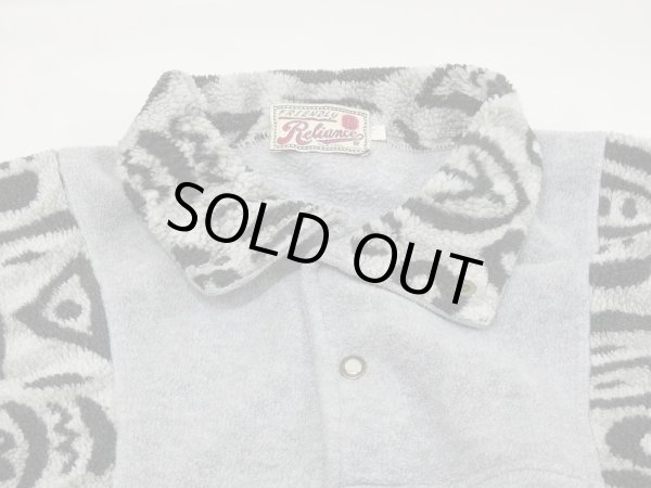 画像8: 90s Reliance 幾何学模様 象形文字 プルオーバー フリース ジャケット ブルゾン (8)
