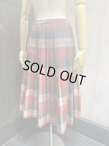 画像7: 50s ビンテージ UNKNOWN ダブルフェイス リバーシブル  タータンチェック ウール プリーツ スカート (7)