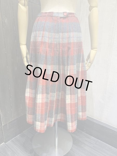 画像8: 50s ビンテージ UNKNOWN ダブルフェイス リバーシブル  タータンチェック ウール プリーツ スカート (8)