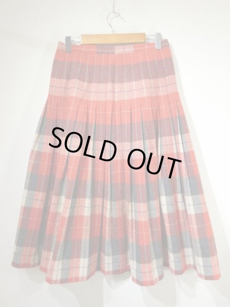 画像10: 50s ビンテージ UNKNOWN ダブルフェイス リバーシブル  タータンチェック ウール プリーツ スカート (10)