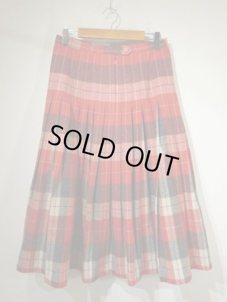 画像9: 50s ビンテージ UNKNOWN ダブルフェイス リバーシブル  タータンチェック ウール プリーツ スカート (9)