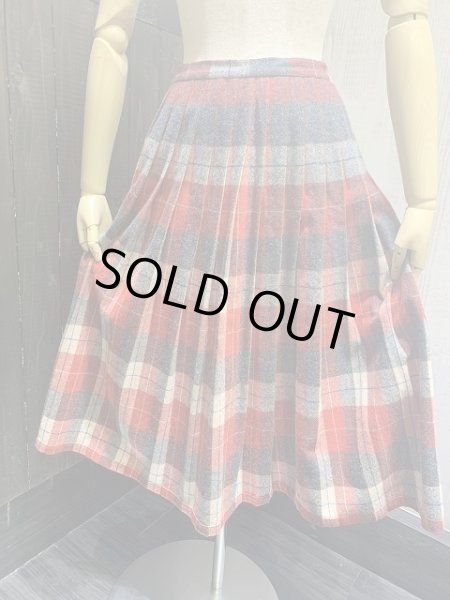 画像5: 50s ビンテージ UNKNOWN ダブルフェイス リバーシブル  タータンチェック ウール プリーツ スカート (5)