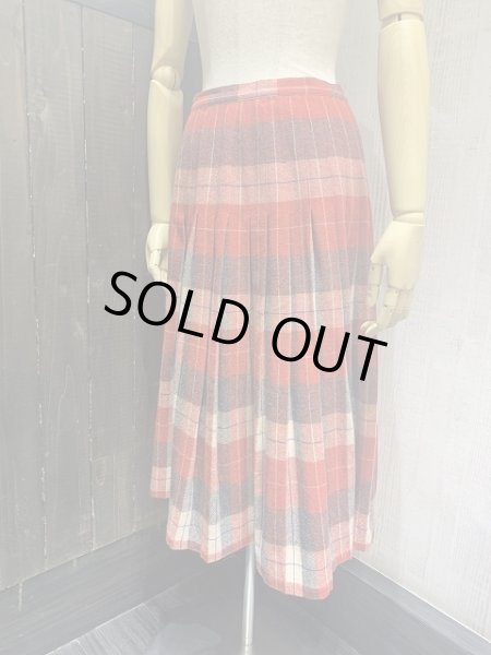 画像3: 50s ビンテージ UNKNOWN ダブルフェイス リバーシブル  タータンチェック ウール プリーツ スカート (3)