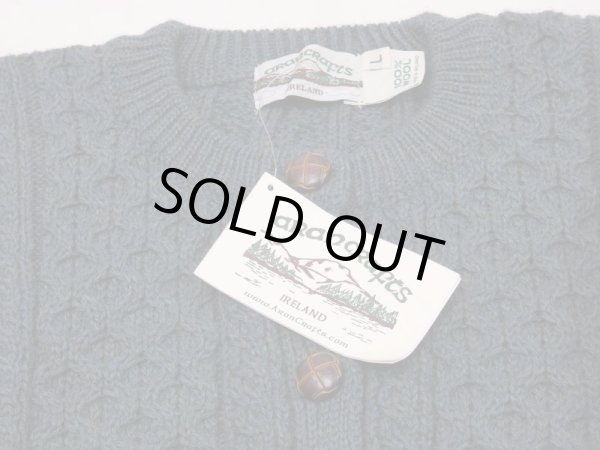 画像8: DEAD STOCK アイルランド製  aran crafts エメラルドグリーン ミックスカラー アラン フィッシャーマン  ニット カーディガン カーデ (8)