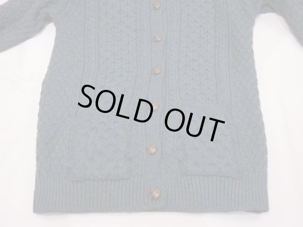 画像9: DEAD STOCK アイルランド製  aran crafts エメラルドグリーン ミックスカラー アラン フィッシャーマン  ニット カーディガン カーデ (9)