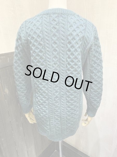 画像3: DEAD STOCK アイルランド製  aran crafts エメラルドグリーン ミックスカラー アラン フィッシャーマン  ニット カーディガン カーデ (3)