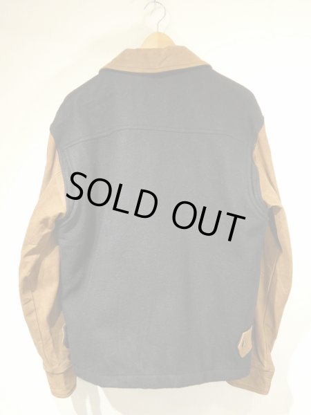 画像5: DEAD STOCK 90s Rain Forest Cafe スーベニア レザー  ウール バイカラー ジャケット スタジアム ジャンパー スタジャン (5)