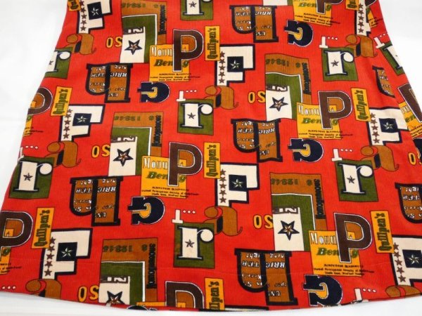 画像10: 60s 70s ビンテージ UNKNOWN ホームメイド レトロ ポップ 総柄 ロング スカート XS 小さめサイズ (10)