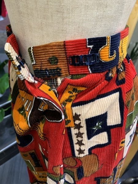 画像5: 60s 70s ビンテージ UNKNOWN ホームメイド レトロ ポップ 総柄 ロング スカート XS 小さめサイズ (5)