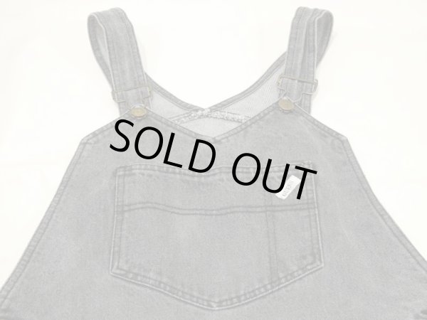 画像6: 80s 90s ビンテージ GUESS ツータック テーパード ブラック デニム オーバーオール サロペット (6)