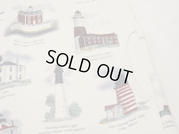 画像10: USA製 90s ARTUNLIMITED SPORTSWEAR  灯台 アート プリント スウェット カーディガン ガウン ジャケット (10)